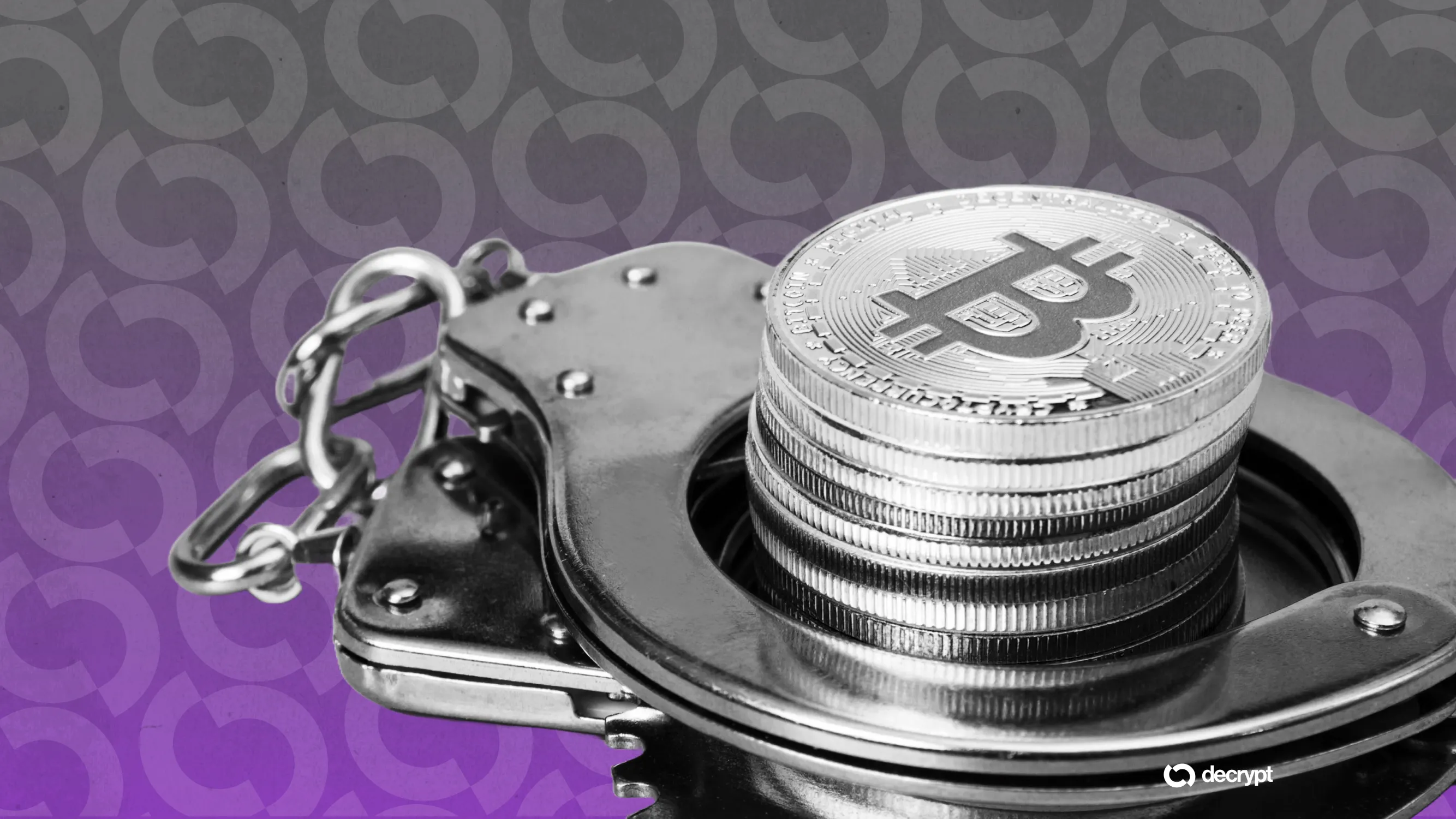 Handcuffs and Bitcoin logo. Image: Shutterstock/Decrypt